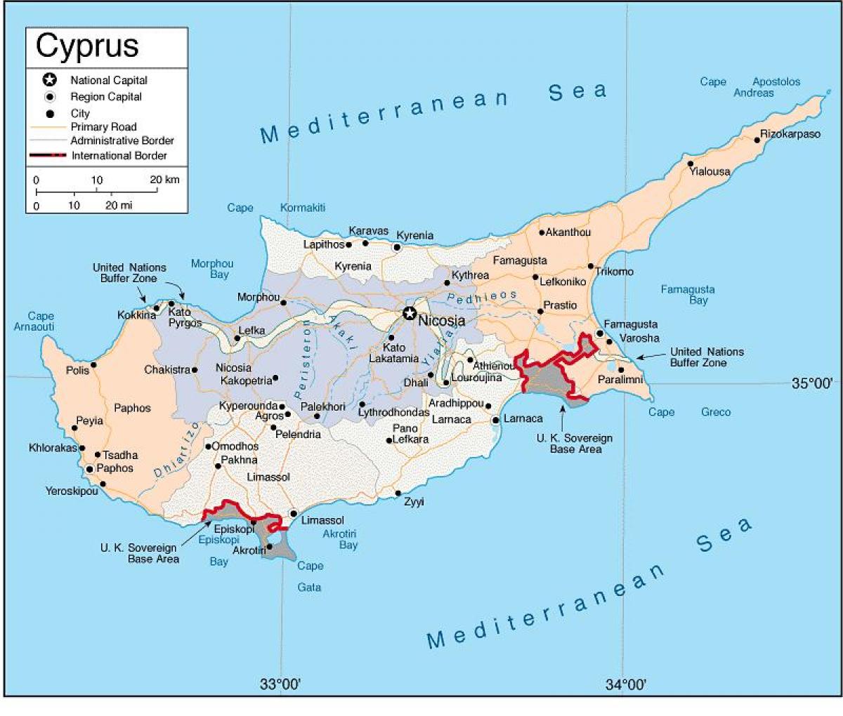 Cyprus hoofdstad kaart